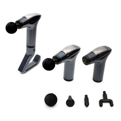 Επαναφορτιζόμενο πιστόλι μασάζ με 4 κεφαλές και ιμάντα 25W/5V 1500 mAh