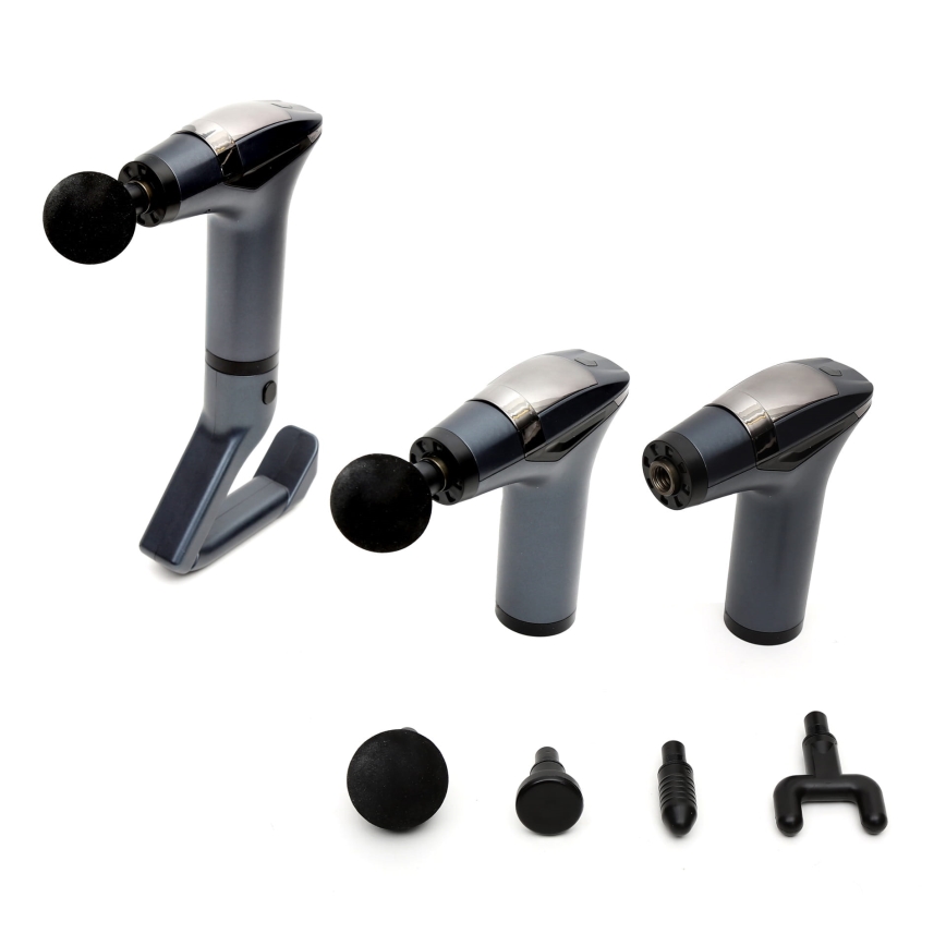 Επαναφορτιζόμενο πιστόλι μασάζ με 4 κεφαλές και ιμάντα 25W/5V 1500 mAh