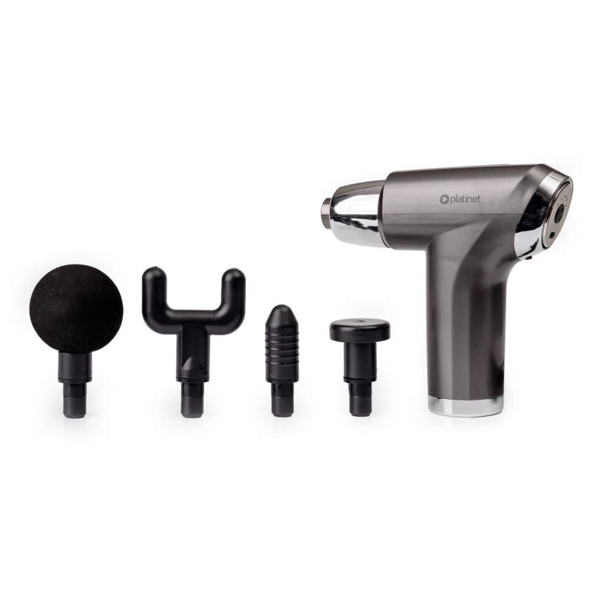 Επαναφορτιζόμενο πιστόλι μασάζ με 4 κεφαλές 25W/5V 1200 mAh