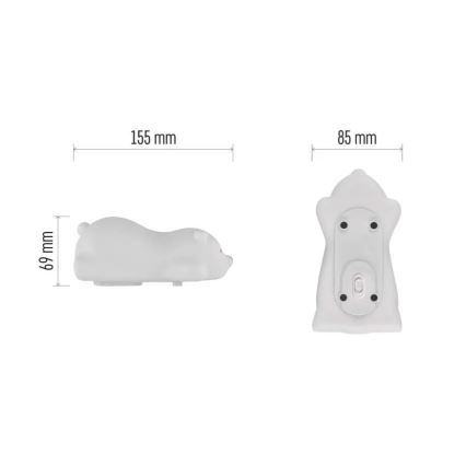 LED RGB επαναφορτιζόμενο νυχτερινό φωτάκι αφής LED/3,7V 1200 mAh αρκουδάκι