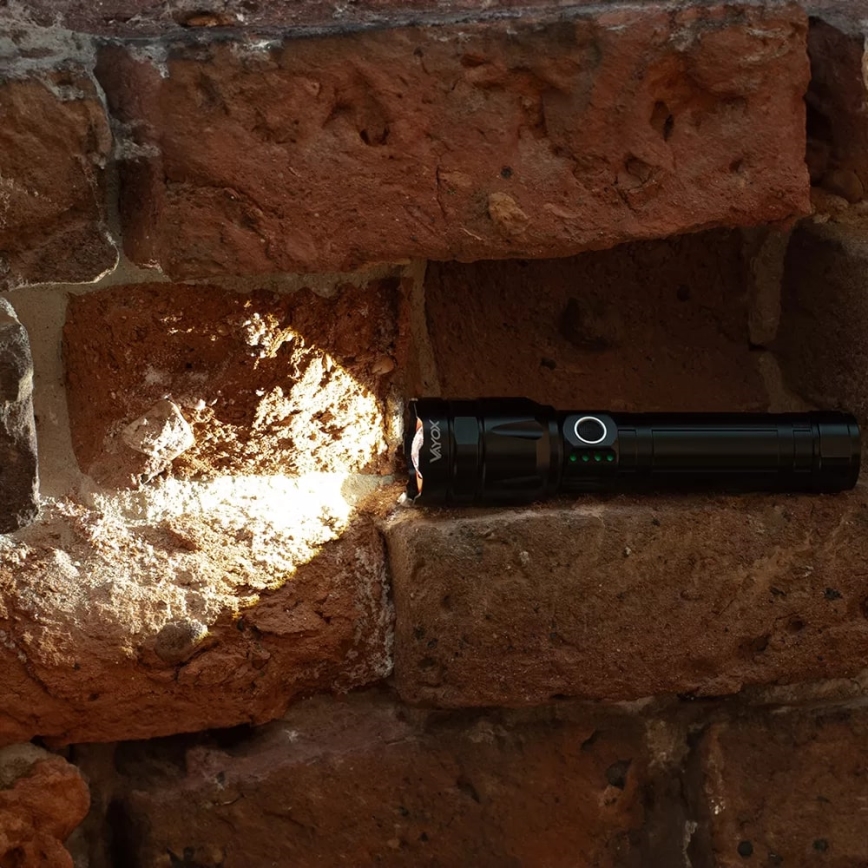 LED Dimming επαναφορτιζόμενο φακός με λειτουργία power bank LED/30W/5V IPX5 1060 γυαλιστερό 5000 mAh