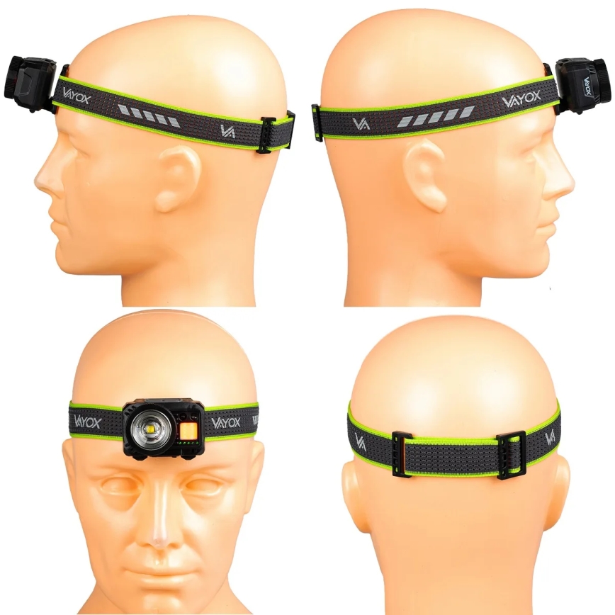 Ρυθμιζόμενος επαναφορτιζόμενος LED φακός κεφαλής με αισθητήρα και κόκκινο LED φωτισμό/6W/5V/3xAAA IP66 500 lm 1200 mAh