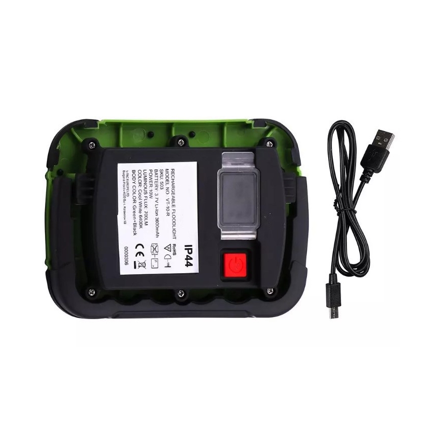 Επαναφορτιζόμενος προβολέας LED SAMSUNG CHIP LED/10W/3,7V IP44 4000K 3600 mAh πράσινο