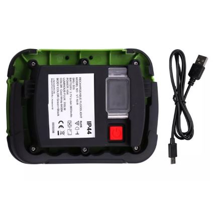 Επαναφορτιζόμενος προβολέας LED SAMSUNG CHIP LED/10W/3,7V IP44 6400K 3600 mAh πράσινο