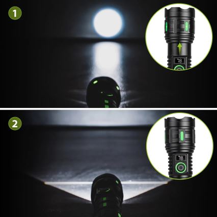 Ρυθμιζόμενος επαναφορτιζόμενος φακός LED με λειτουργία powerbank LED/20W/5V IP44 1200 lm 5000 mAh