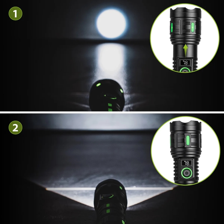 Ρυθμιζόμενος επαναφορτιζόμενος φακός LED με λειτουργία powerbank LED/20W/5V IP44 1200 lm 5000 mAh