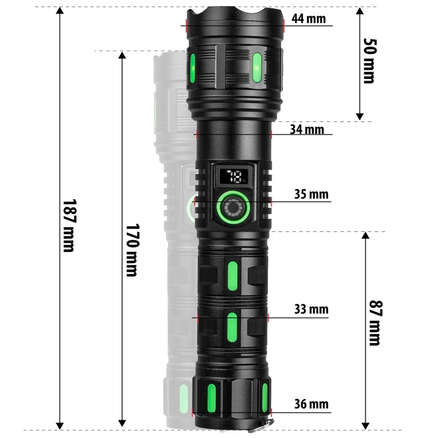 Ρυθμιζόμενος επαναφορτιζόμενος φακός LED με λειτουργία powerbank LED/20W/5V IP44 1200 lm 5000 mAh