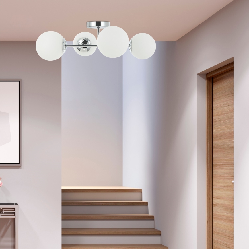 Επιφανειακά τοποθετούμενος πολυέλαιος MADDIE 4xE14/5W/230V γυαλιστερό χρώμιο