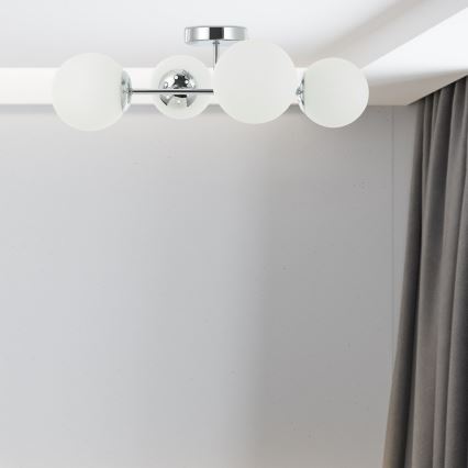 Επιφανειακά τοποθετούμενος πολυέλαιος MADDIE 4xE14/5W/230V γυαλιστερό χρώμιο