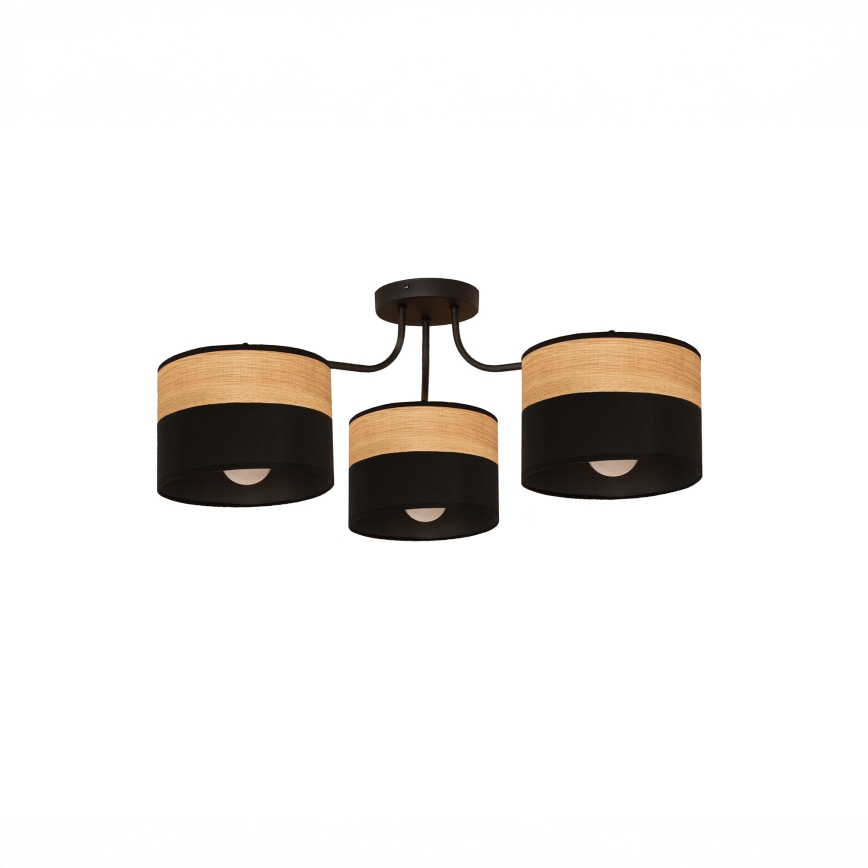 Επιφανειακό φωτιστικό οροφής ALBA 3xE27/15W/230V, Ø 66 εκ., μαύρο/καφέ