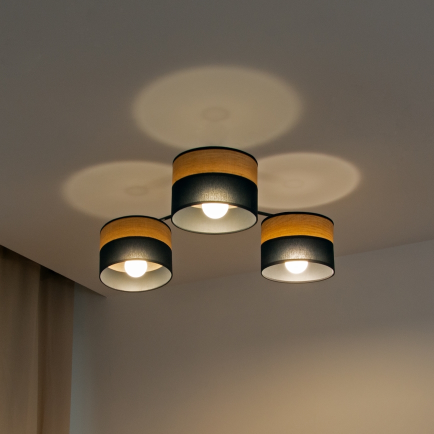 Επιφανειακό φωτιστικό οροφής ALBA 3xE27/15W/230V, Ø 66 εκ., μαύρο/καφέ