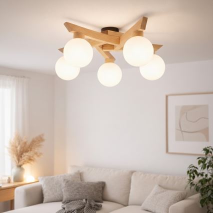 Επιφανειακό φωτιστικό οροφής ANTONIO 5xG9/5W/230V δρυς/λευκό