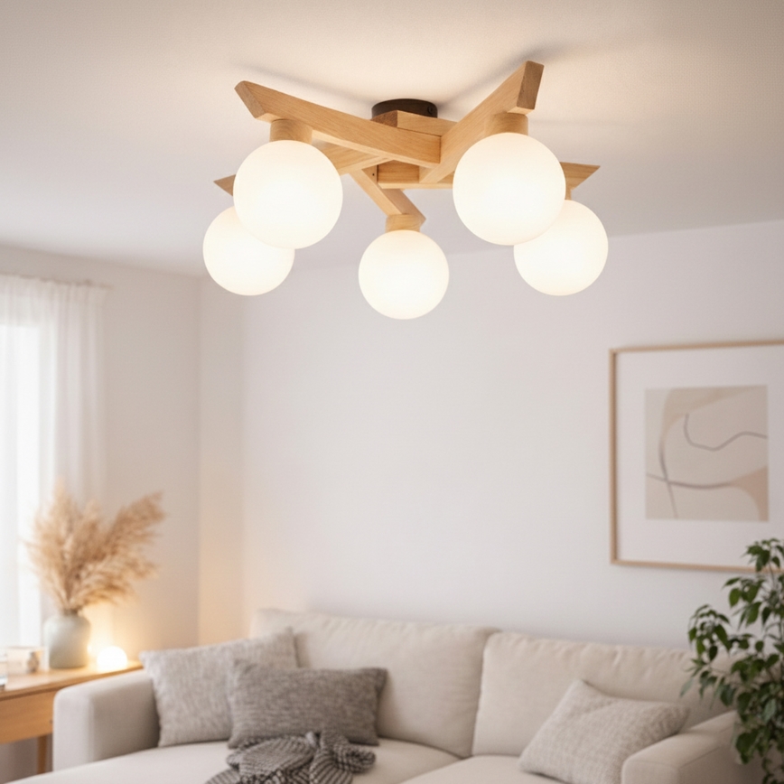 Επιφανειακό φωτιστικό οροφής ANTONIO 5xG9/5W/230V δρυς/λευκό