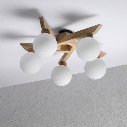 Επιφανειακό φωτιστικό οροφής ANTONIO 5xG9/5W/230V δρυς/λευκό