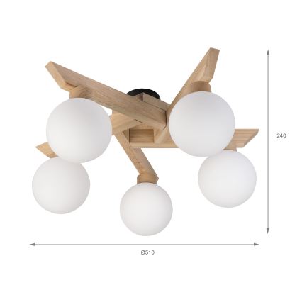 Επιφανειακό φωτιστικό οροφής ANTONIO 5xG9/5W/230V δρυς/λευκό