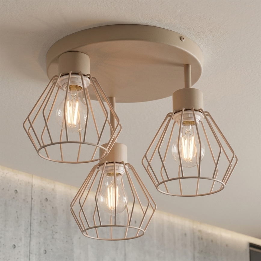 Επιφανειακό φωτιστικό οροφής AUDREY 3xE27/60W/230V μπεζ