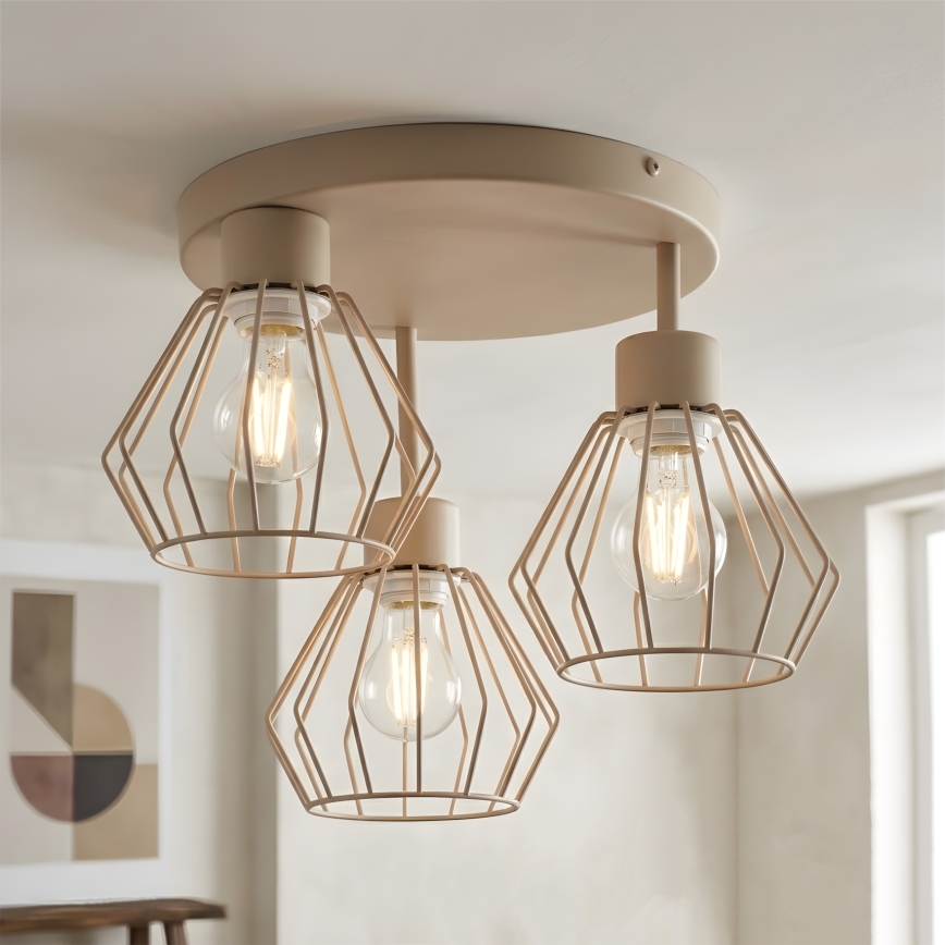 Επιφανειακό φωτιστικό οροφής AUDREY 3xE27/60W/230V μπεζ