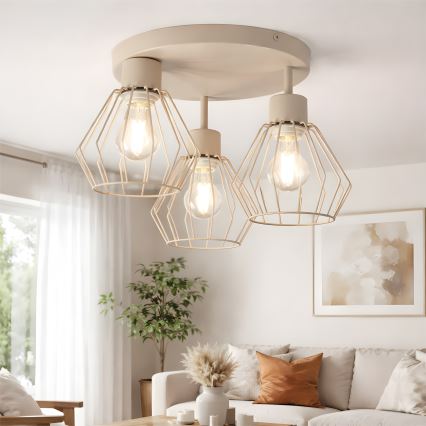Επιφανειακό φωτιστικό οροφής AUDREY 3xE27/60W/230V μπεζ