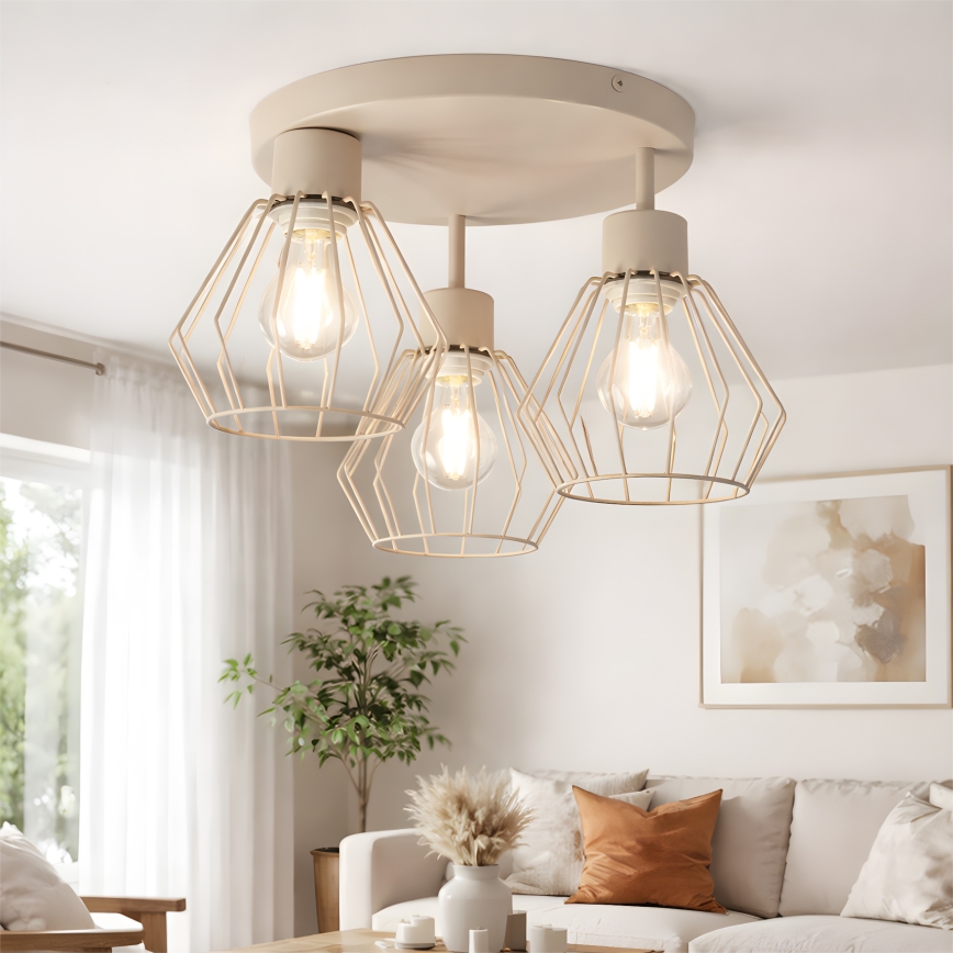 Επιφανειακό φωτιστικό οροφής AUDREY 3xE27/60W/230V μπεζ