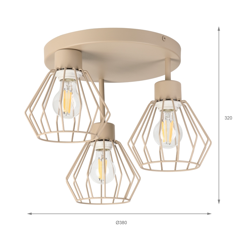 Επιφανειακό φωτιστικό οροφής AUDREY 3xE27/60W/230V μπεζ