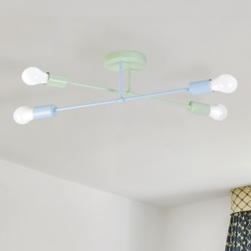 Επιφανειακό φωτιστικό οροφής CAMBRIDGE 4xE27/15W/230V πράσινο/μπλε