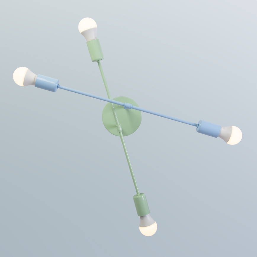 Επιφανειακό φωτιστικό οροφής CAMBRIDGE 4xE27/15W/230V πράσινο/μπλε