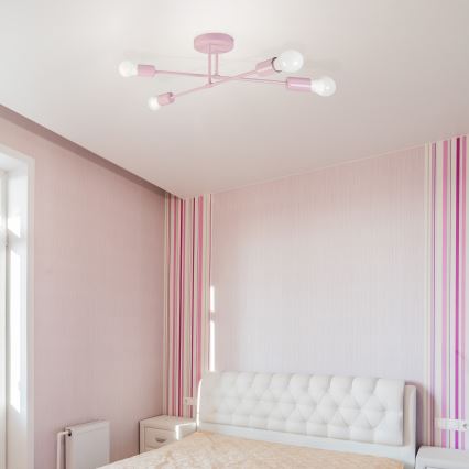 Επιφανειακό φωτιστικό οροφής CAMBRIDGE 4xE27/15W/230V ροζ