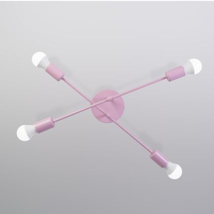 Επιφανειακό φωτιστικό οροφής CAMBRIDGE 4xE27/15W/230V ροζ