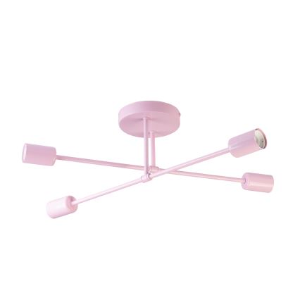 Επιφανειακό φωτιστικό οροφής CAMBRIDGE 4xE27/15W/230V ροζ