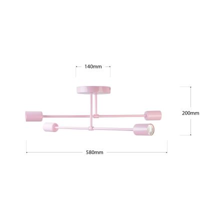 Επιφανειακό φωτιστικό οροφής CAMBRIDGE 4xE27/15W/230V ροζ