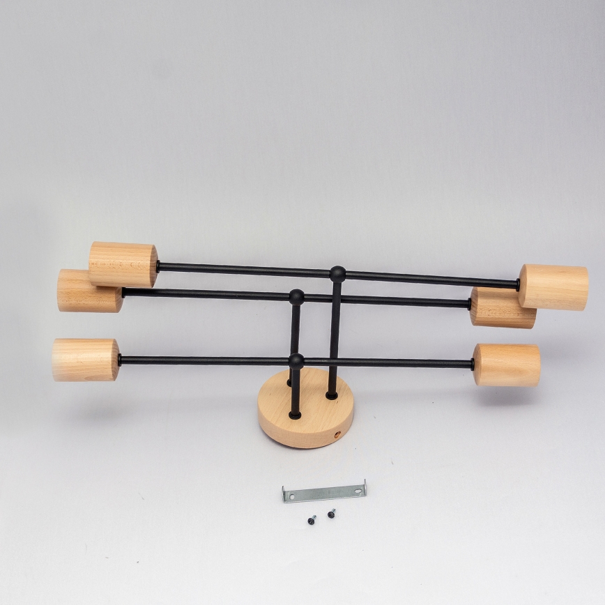 Επιφανειακό φωτιστικό οροφής CAMBRIDGE 6xE27/15W/230V σε φινίρισμα πεύκου