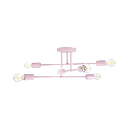 Επιφανειακό φωτιστικό οροφής CAMBRIDGE 6xE27/15W/230V ροζ