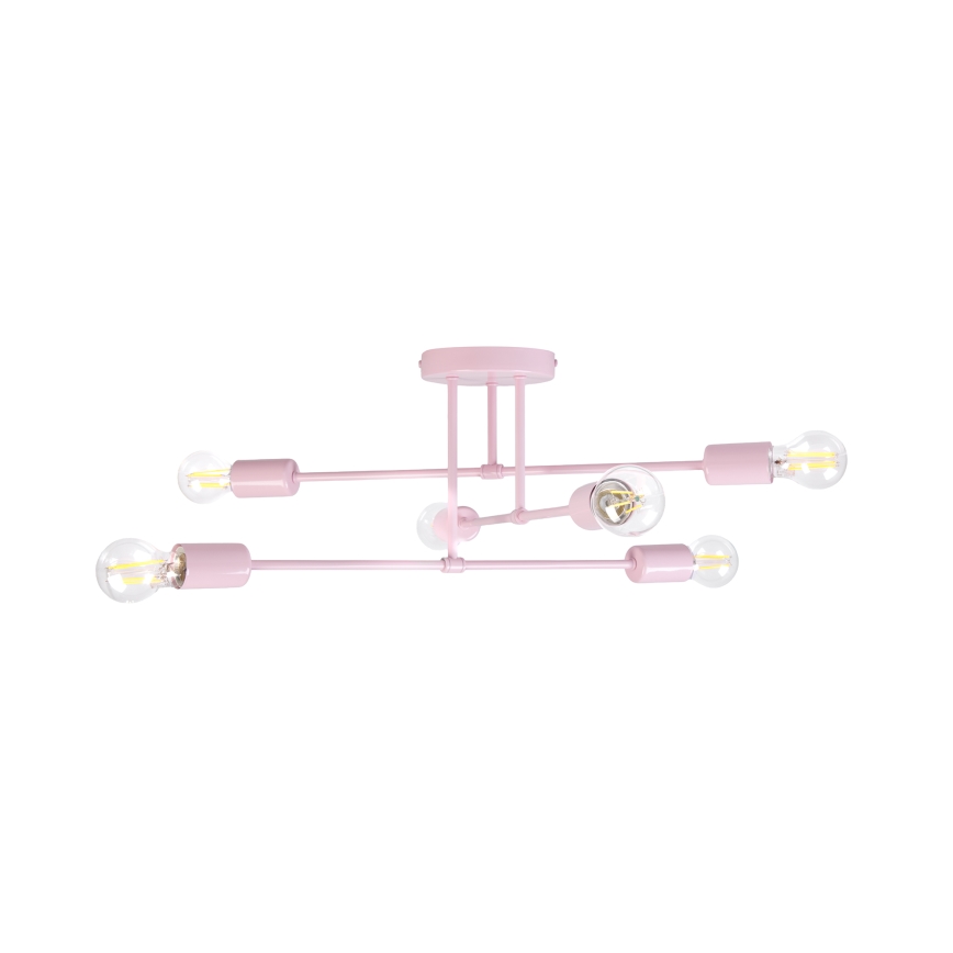 Επιφανειακό φωτιστικό οροφής CAMBRIDGE 6xE27/15W/230V ροζ