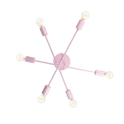 Επιφανειακό φωτιστικό οροφής CAMBRIDGE 6xE27/15W/230V ροζ