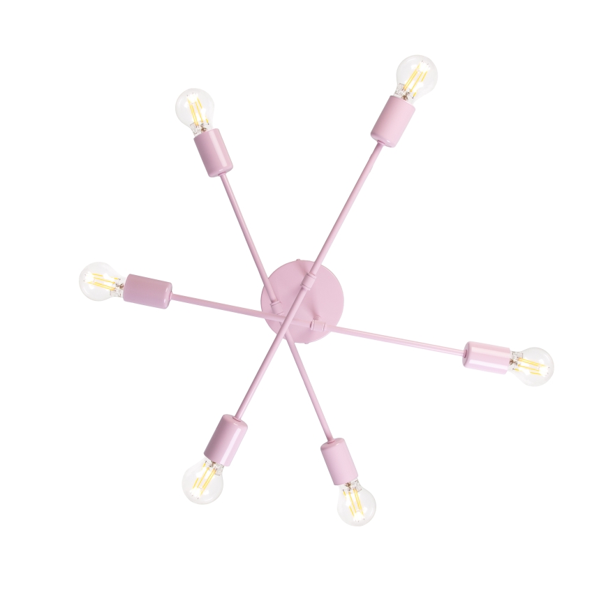 Επιφανειακό φωτιστικό οροφής CAMBRIDGE 6xE27/15W/230V ροζ