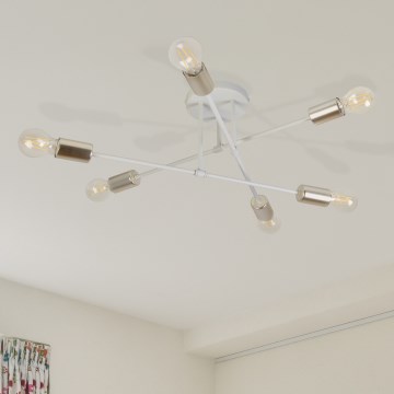 Επιφανειακό φωτιστικό οροφής CAMBRIDGE 6xE27/15W/230V μπρούτζινο/λευκό