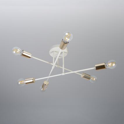 Επιφανειακό φωτιστικό οροφής CAMBRIDGE 6xE27/15W/230V μπρούτζινο/λευκό