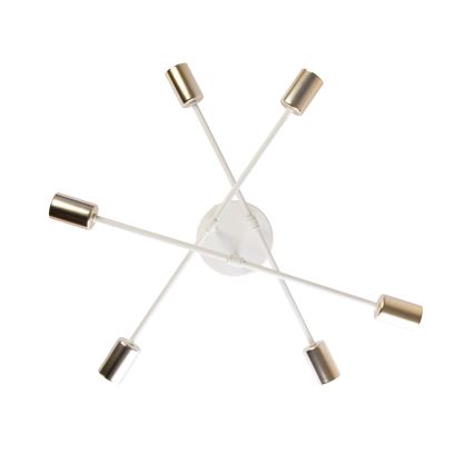 Επιφανειακό φωτιστικό οροφής CAMBRIDGE 6xE27/15W/230V μπρούτζινο/λευκό