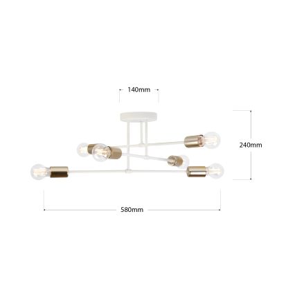 Επιφανειακό φωτιστικό οροφής CAMBRIDGE 6xE27/15W/230V μπρούτζινο/λευκό