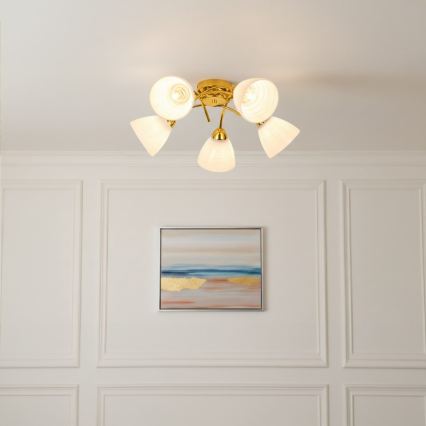 Επιφανειακό φωτιστικό οροφής CLARA 5xE27/15W/230V χρυσό