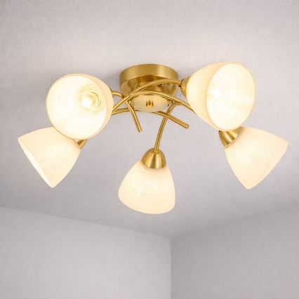 Επιφανειακό φωτιστικό οροφής CLARA 5xE27/15W/230V χρυσό