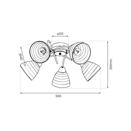 Επιφανειακό φωτιστικό οροφής CLARA 5xE27/15W/230V χρυσό