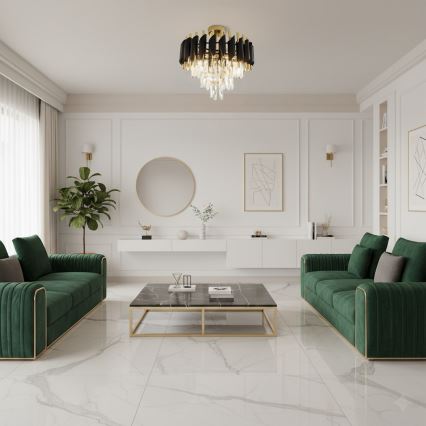 Επιφανειακό φωτιστικό οροφής CRISTAL 5xE14/10W/230V Ø 38 εκ. μαύρο/χρυσό
