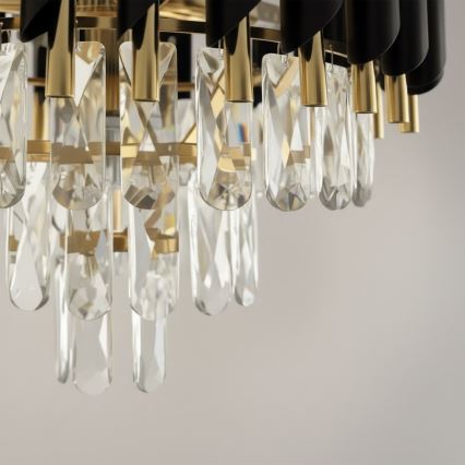 Επιφανειακό φωτιστικό οροφής CRISTAL 5xE14/10W/230V Ø 38 εκ. μαύρο/χρυσό