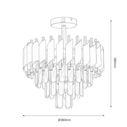 Επιφανειακό φωτιστικό οροφής CRISTAL 5xE14/10W/230V Ø 38 εκ. μαύρο/χρυσό