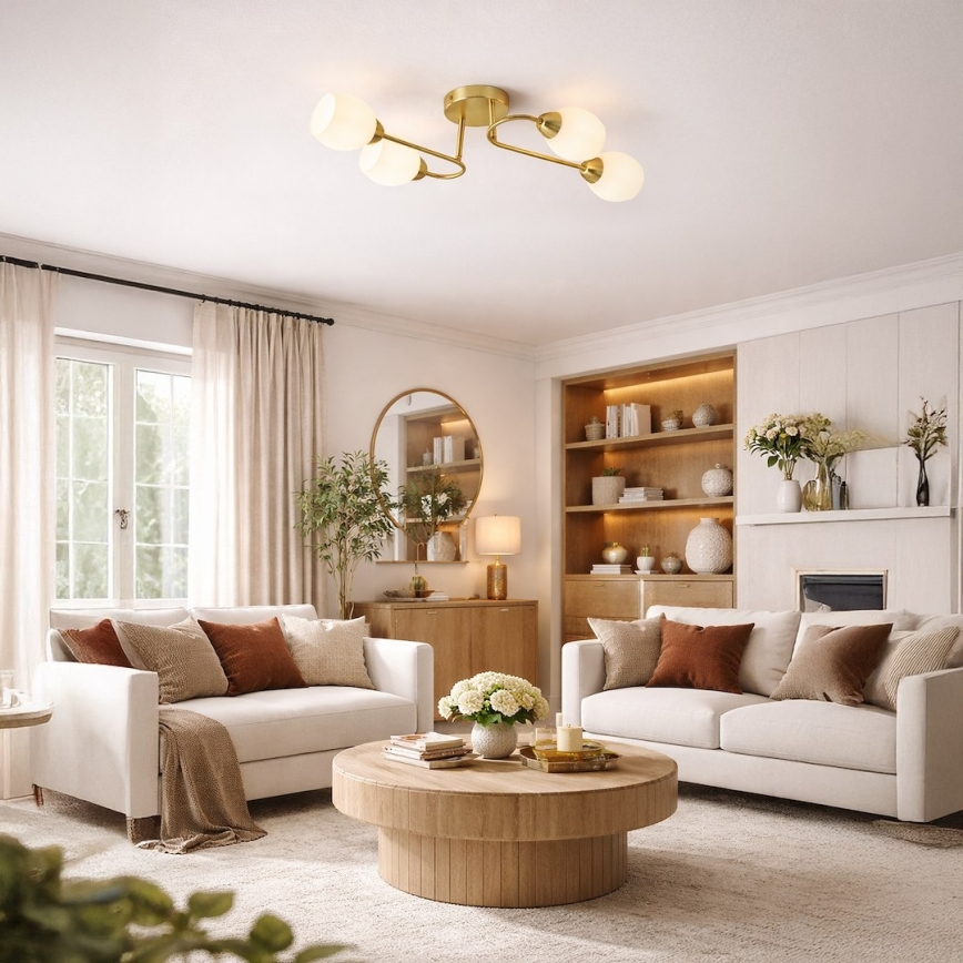 Επιφανειακό φωτιστικό οροφής KING 4xE27/15W/230V χρυσό