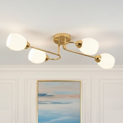 Επιφανειακό φωτιστικό οροφής KING 4xE27/15W/230V χρυσό