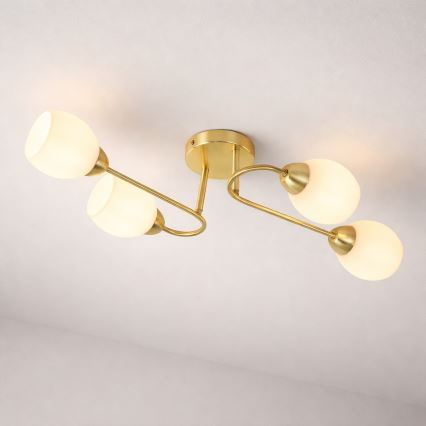 Επιφανειακό φωτιστικό οροφής KING 4xE27/15W/230V χρυσό