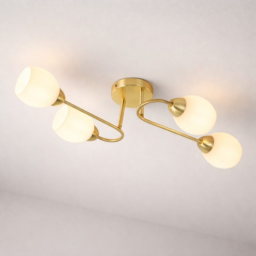 Επιφανειακό φωτιστικό οροφής KING 4xE27/15W/230V χρυσό