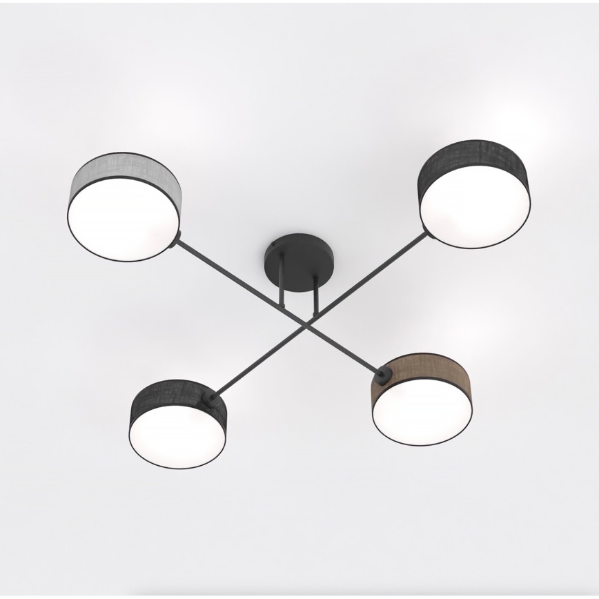Επιφανειακό φωτιστικό οροφής MAGA 4xE14/10W/230V μαύρο/καφέ/γκρι